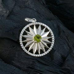 Riyo Nice Gemstone Round Faceted Green Peridot 984 Sterling Silver Pendant Gift For Girlfriend