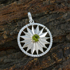 Riyo mooie edelsteen ronde gefacetteerde groene peridot 984 sterling zilveren hanger cadeau voor vriendin