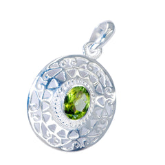RIYO красивый круглый граненый зеленый перидот с драгоценным камнем, серебряный кулон в подарок другу