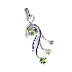 Riyo glamoureuze edelstenen ronde gefacetteerde groene peridoot massief zilveren hanger cadeau voor goede vrijdag