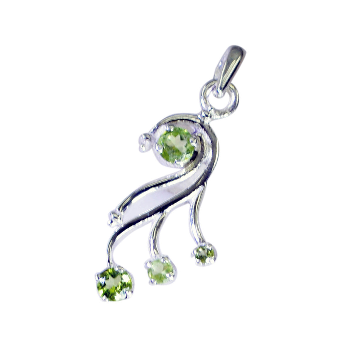 Riyo Glamorous Gems Round Faceted Green Peridot Solid Silver Pendant Gift For Good Friday