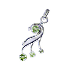 Riyo, ciondolo con gemme glamour rotonde sfaccettate, peridoto verde massiccio, in argento massiccio, regalo per il Venerdì Santo