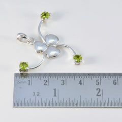 Riyo knappe edelsteen ronde gefacetteerde groene peridoot sterling zilveren hanger cadeau voor handgemaakt