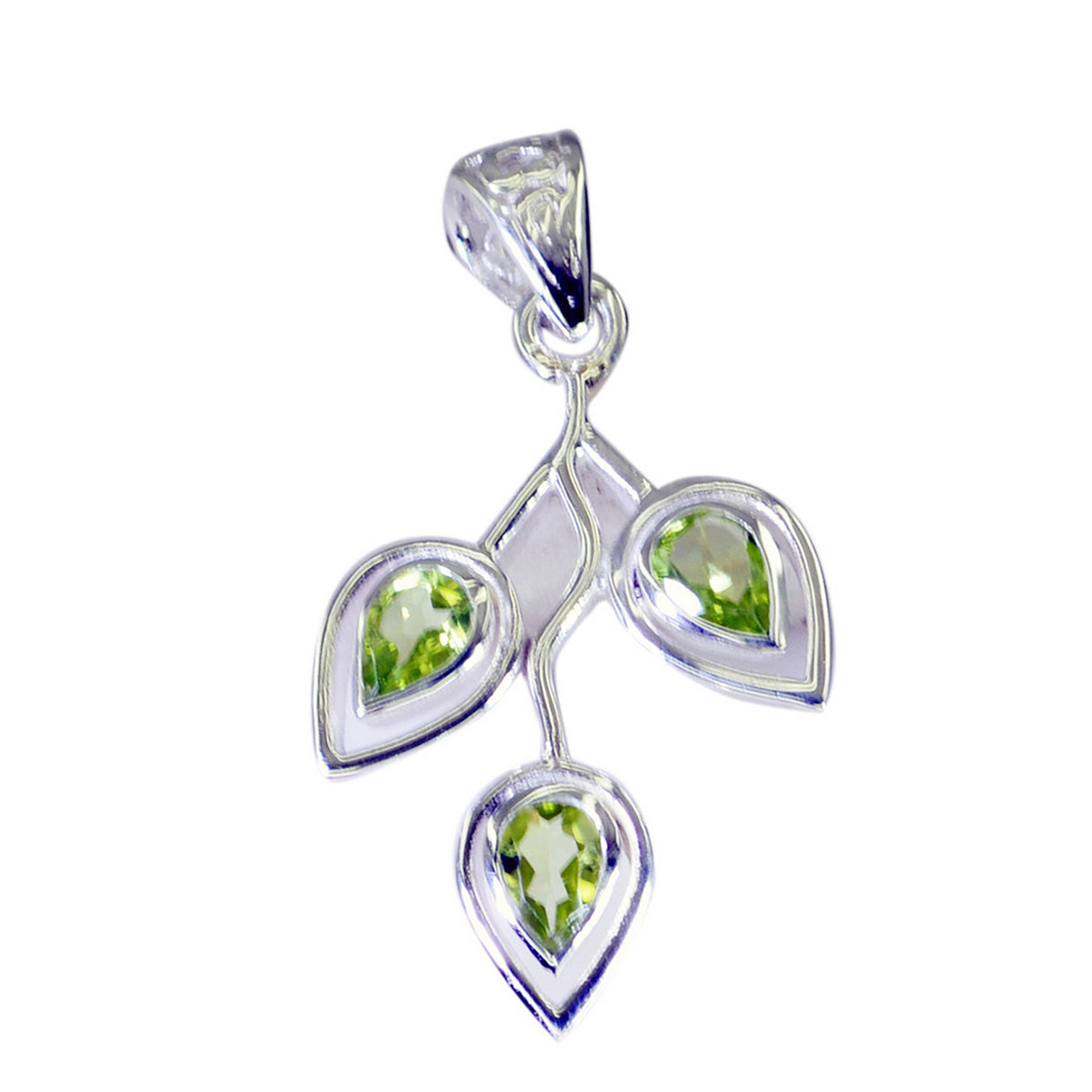 riyo, gemme accattivanti, pendente in argento con peridoto verde sfaccettato, pera, regalo per la moglie