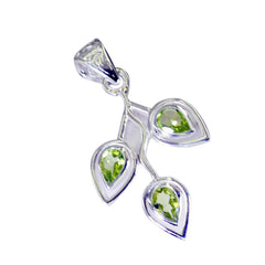 Riyo Winsome Gems Pear Faceted Green Peridot Silver Pendant Gift For Wife