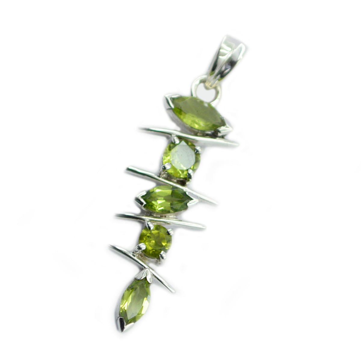 Riyo, ciondolo in argento con gemme seducenti e peridoto verde multi sfaccettato, regalo per il fidanzamento
