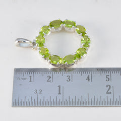 Riyo Ravishing Gems Oval Faceted Green Peridot Silver Pendant Gift For Wife