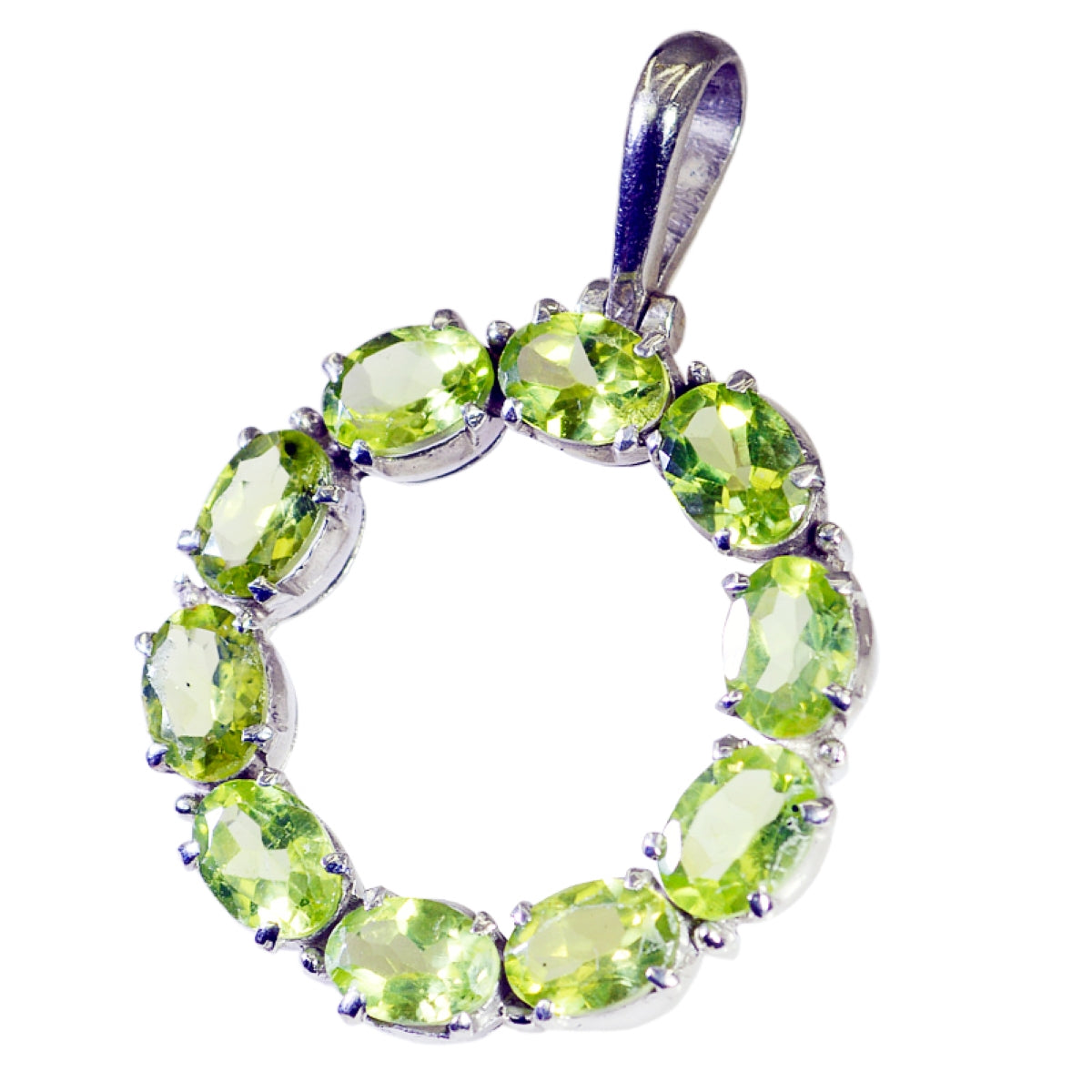 Riyo verrukkelijke edelstenen ovale gefacetteerde groene peridot zilveren hanger cadeau voor vrouw