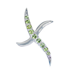 Riyo Exquisite Gems runder facettierter grüner Peridot-Silberanhänger, Geschenk zur Verlobung
