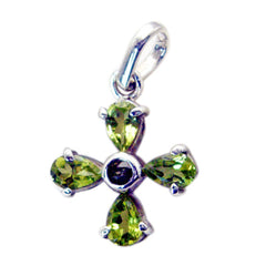 Riyo Beaut Gems Pear Faceted Green Peridot Silver Pendant Gift For Engagement