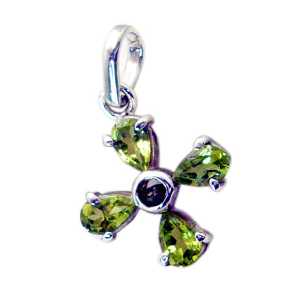 Riyo Beaut Gems Pear Faceted Green Peridot Silver Pendant Gift For Engagement