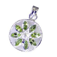 Riyo Spunky Gemstone Marquise Faceted Green Peridot Sterling Silver Pendant Gift For Friend