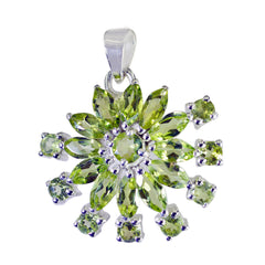 Riyo Genuine Gems Multi Facettierter grüner Peridot-Anhänger aus massivem Silber, Geschenk für Ostersonntag