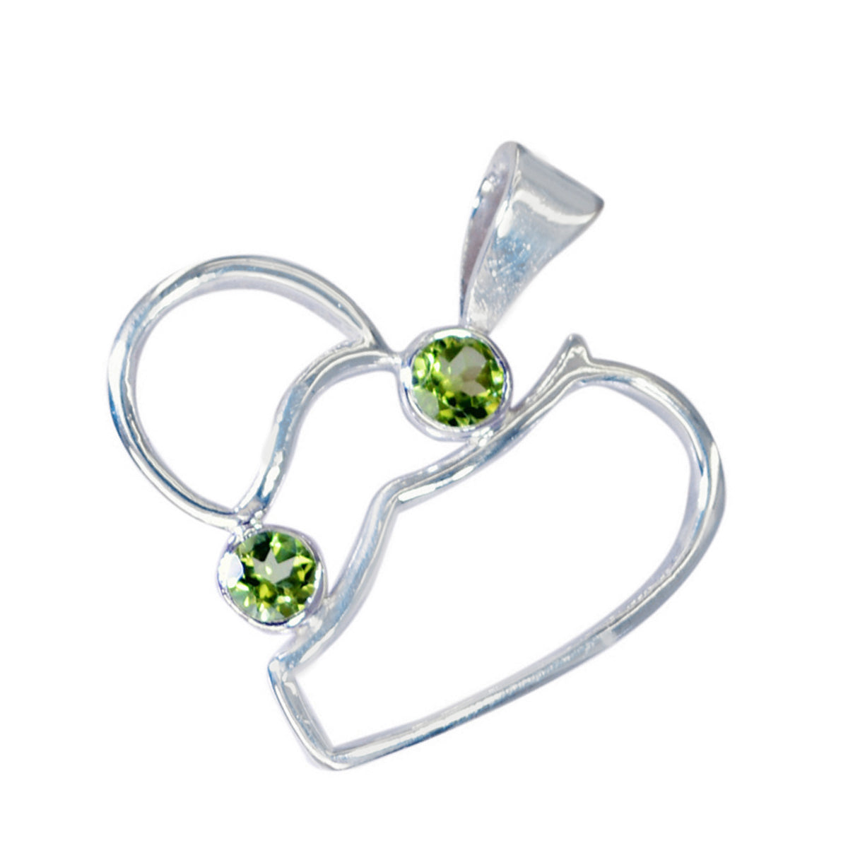 Riyo Nice Gemstone Round Faceted Green Peridot 1078 Sterling Silver Pendant Gift For Good Friday