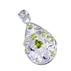 Riyo Attractive Gems Multi Faceted Green Peridot Silver Pendant Gift For Wife