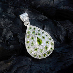 Riyo Nice Gems Multi Faceted Green Peridot Silver Pendant Gift For Sister