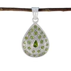 Riyo Nice Gems Multi Facet Groene Peridoot Zilveren Hanger Cadeau voor zus