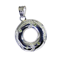 Riyo Beauteous Gemstone Round Faceted Green Peridot 1112 Sterling Silver Pendant Gift For Girlfriend