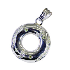 Riyo prachtige edelsteen ronde gefacetteerde groene peridot 1112 sterling zilveren hanger cadeau voor vriendin