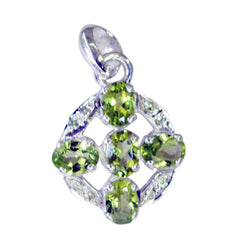 Riyo Delightful Gemstone Oval Faceted Green Peridot 1116 Sterling Silver Pendant Gift For Girlfriend
