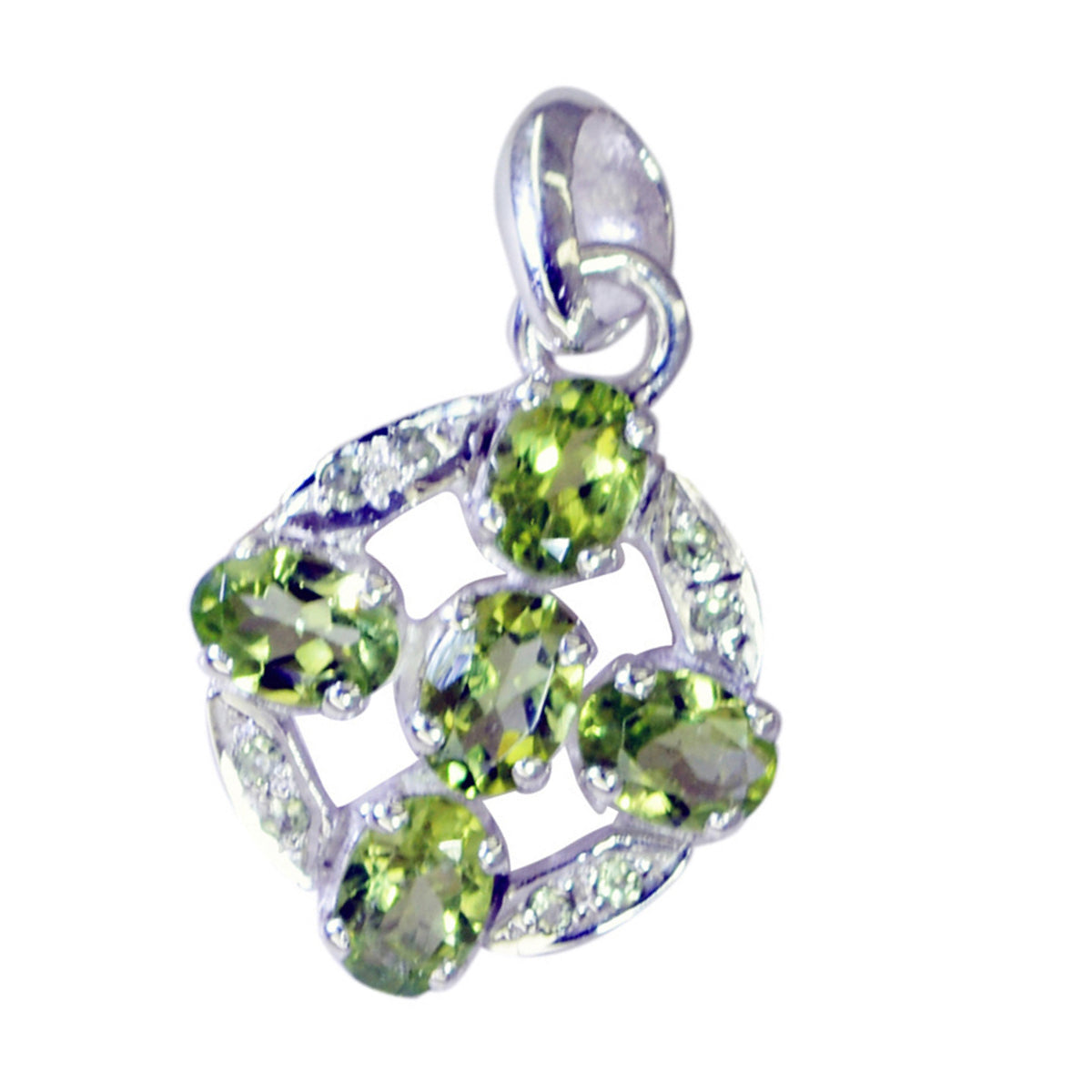 Riyo Delightful Gemstone Oval Faceted Green Peridot 1116 Sterling Silver Pendant Gift For Girlfriend