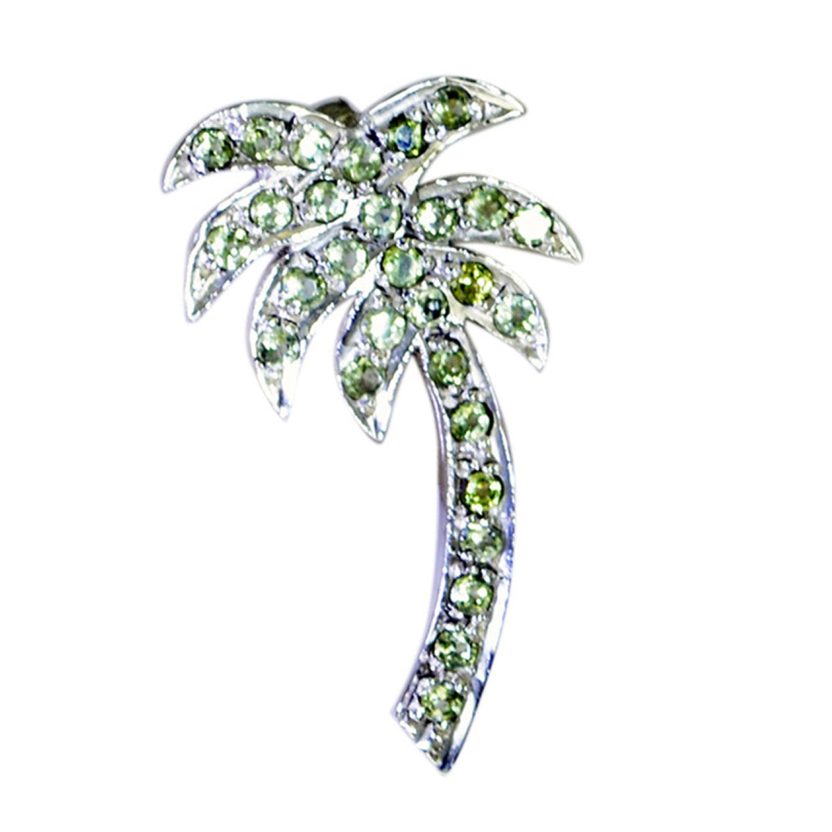 Riyo Appealing Gems runder facettierter grüner Peridot-Silberanhänger, Geschenk zur Verlobung