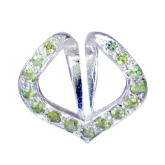 Riyo Graceful Gems Round Faceted Green Peridot Solid Silver Pendant Gift For Wedding