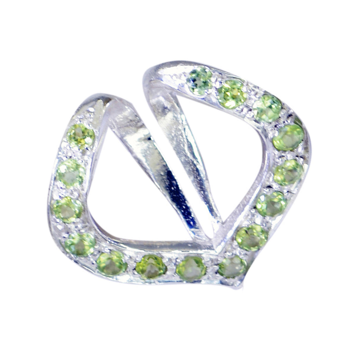 Riyo Graceful Gems runder facettierter grüner Peridot-Anhänger aus massivem Silber, Geschenk für Hochzeit
