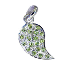 Riyo Drop Gems Round Faceted Green Peridot Silver Pendant Gift For Boxing Day