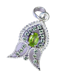 Riyo Easy Gemstone Round Faceted Green Peridot 1122 Sterling Silver Pendant Gift For Good Friday