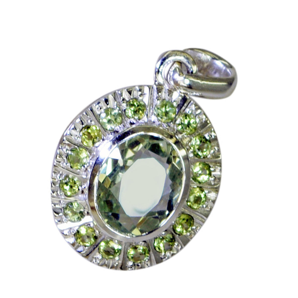 riyo fantasiose gemme con ciondolo in argento con peridoto verde multi sfaccettato, regalo per il giorno di Santo Stefano