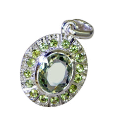 Riyo Fanciable Gems Multi Faceted Green Peridot Silver Pendant Gift For Boxing Day