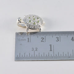 Riyo Stunning Gemstone Round Faceted Green Peridot 1153 Sterling Silver Pendant Gift For Birthday