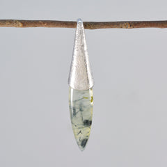 Riyo Natural Gems Marquise-Cabochon-Anhänger aus grünem Prehnit-Silber, Geschenk zur Verlobung