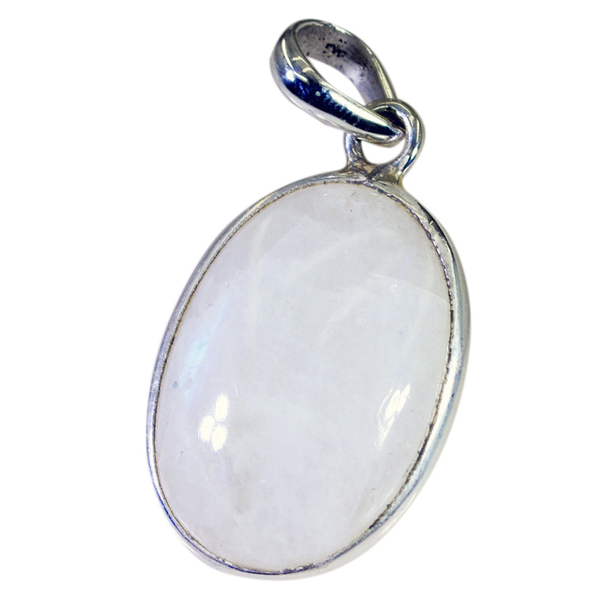 Riyo Graceful Gems Oval Cabochon White Rainbow Moonstone Silver Pendant Gift For Boxing Day