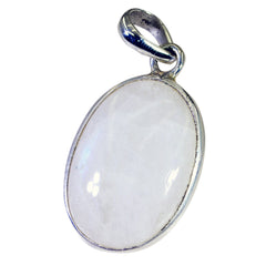 riyo graziose gemme ovale cabochon bianco arcobaleno pietra di luna ciondolo in argento regalo per Santo Stefano