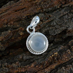Riyo Engaging Gems Round Cabochon White Rainbow Moonstone Solid Silver Pendant Gift For Wedding