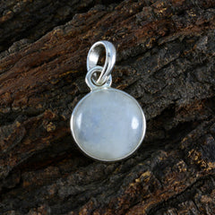 Riyo prachtige edelstenen ronde cabochon witte regenboog maansteen zilveren hanger cadeau voor vrouw