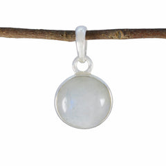 Riyo – magnifiques pierres précieuses, cabochon rond, pierre de lune arc-en-ciel blanche, pendentif en argent, cadeau pour femme