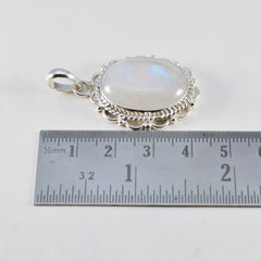 riyo pietra preziosa da letto cabochon ovale bianco arcobaleno pietra di luna ciondolo in argento sterling 1204 regalo per la fidanzata