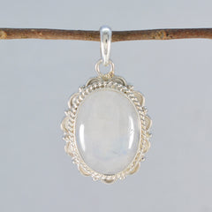 riyo bäddbar ädelsten oval cabochon vit regnbåge månsten 1204 sterling silver hänge present till flickvän