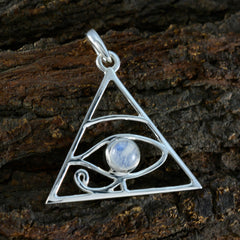 Riyo Irresistible Gems Round Cabochon White Rainbow Moonstone Silver Pendant Gift For Boxing Day