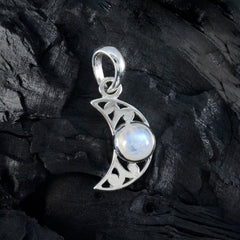 Riyo Drop Gemstone Round Cabochon White Rainbow Moonstone 992 Sterling Silver Pendant Gift For Girlfriend