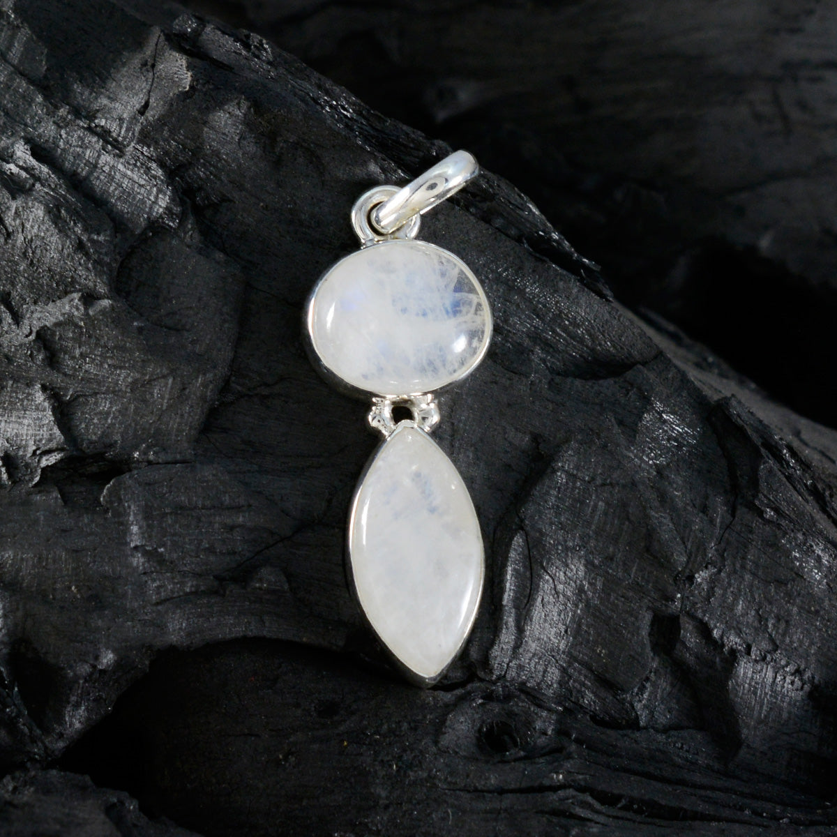 riyo drop gems multi cabochon blanc arc-en-ciel pierre de lune pendentif en argent massif cadeau pour le dimanche de pâques
