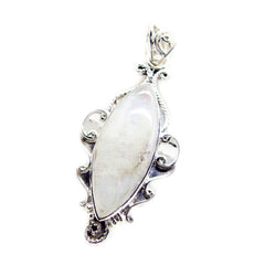 Riyo Pretty Gems Marquise Cabochon White Rainbow Moonstone Solid Silver Pendant Gift For Anniversary