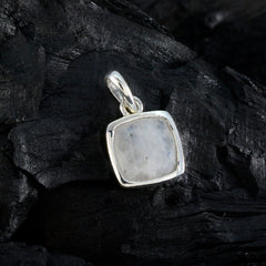 Riyo Drop Gemstone Cushion Checker White Rainbow Moonstone Sterling Silver Pendant Gift For Friend