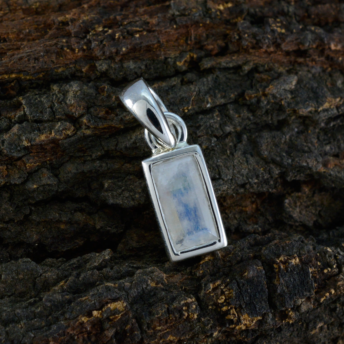 riyo красивый драгоценный камень багет ограненный белый радужный лунный камень 971 проба серебро кулон подарок на день учителя