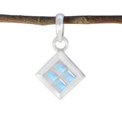 Riyo Drop Gems Vierkant Gefacetteerde Witte Regenboog Maansteen Zilveren Hanger Cadeau voor vrouw