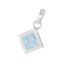 Riyo Drop Gems Quadratisch facettierter weißer Regenbogen-Mondstein-Silberanhänger, Geschenk für Frau