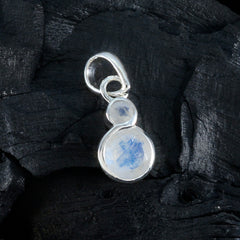 Riyo Gorgeous Gemstone Round Faceted White Rainbow Moonstone 1094 Sterling Silver Pendant Gift For Good Friday